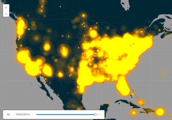 ebola hashtag map USA oct 4 2014